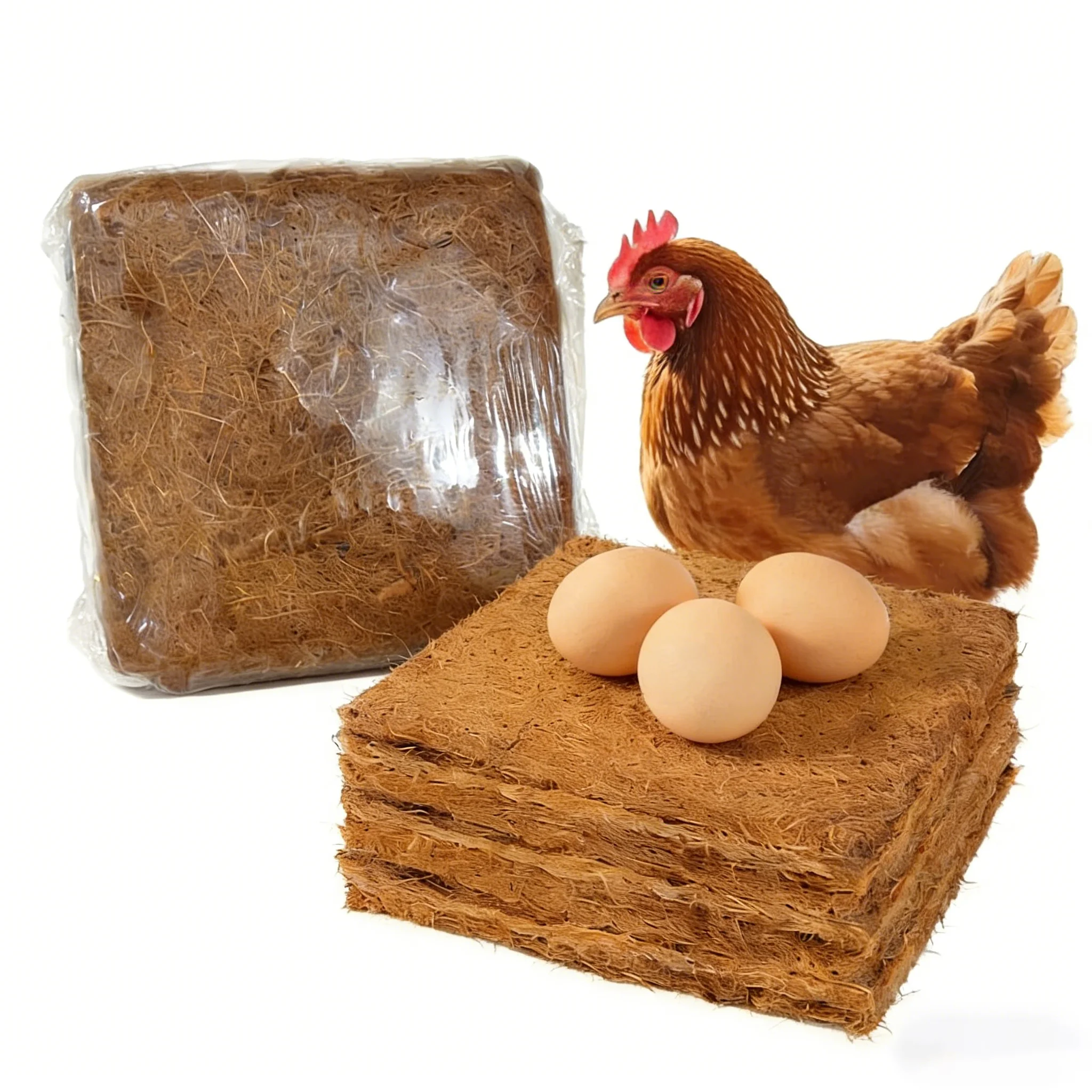 Almohadillas de Fibra de Coco Ecológicas de 25/30 cm Cuadradas para Nidos de Gallinas, Reutilizables, Fáciles de Limpiar, para Camas de Gallineros