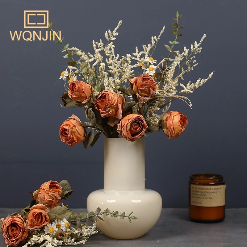1 Blumenstrauß mit Rändern, künstliche Blumen, Vintage-Heimdekoration, Esstischdekoration, Blumenstrauß, hochwertiges Gefühl – Detail 4