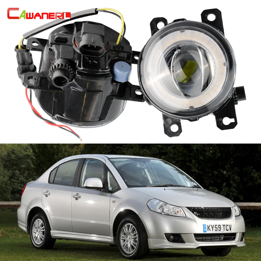 2 X Car LED Angel Eye Fog Light Assembly Daytime Running Light DRL 30W 8000LM 12V For Suzuki SX4 (EY, GY) Sedan 2006-2014