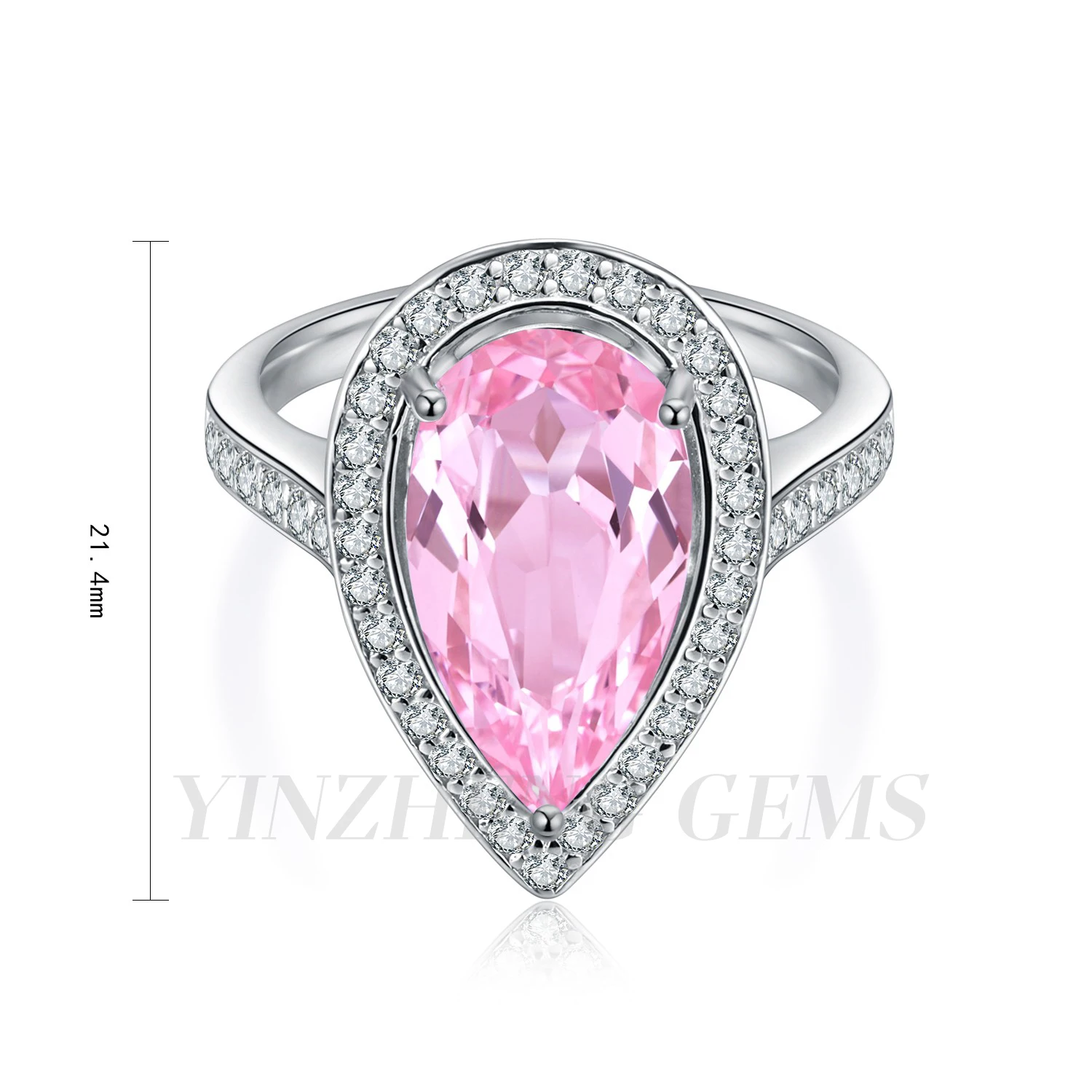 customized new design S925 Silver Sterling ring Morgan pink gem diamond Jewelry rings for Ladie