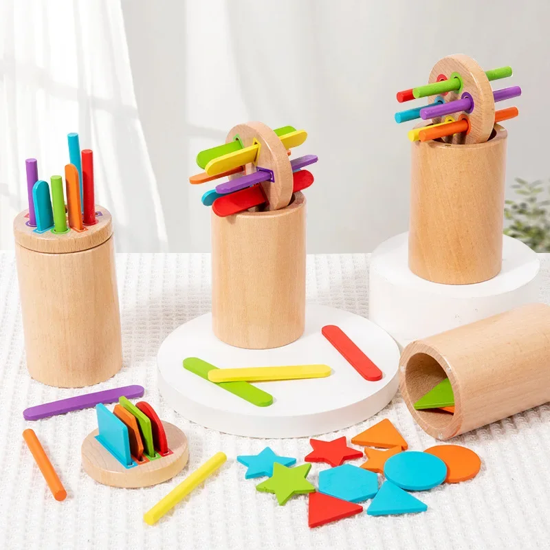 ألعاب مونتيسوري الخشبية، فرز الألوان، ألعاب محركات دقيقة، ألعاب حسية متطابقة، ألغاز تعليمية مبكرة للأطفال الصغار