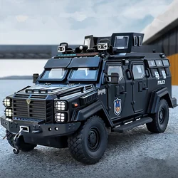 1:24 Alloy Tiger Armored Car Truck Model Diecasts Metal Police Explosion Proof Car Vehicles Model Sound and Light Toys Gift