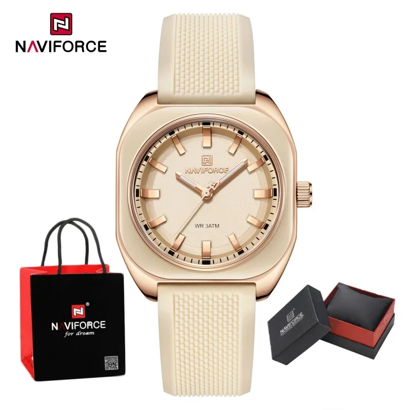

Новые женские модные часы NAVIFORCE для женщин, наручные часы, повседневные элегантные простые многоугольные кварцевые силиконовые повседневные посылка, подарки