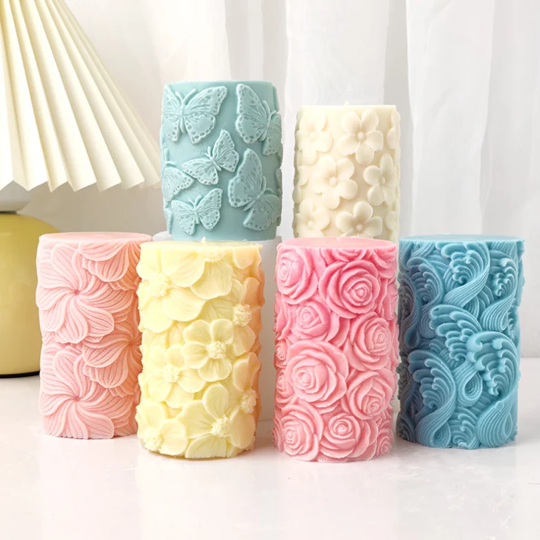 

SZ582 Geometry Wave Flower Butterfly Relief Column Candle Soap Silicone Mold DIY Mousse Cake Baking Mould