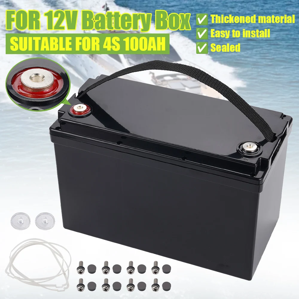 

12V Waterproof Battery Protection Box IP67 DIY For 100Ah Lithium Battery ABS Impact-Resistant With External Terminals Hand Strap