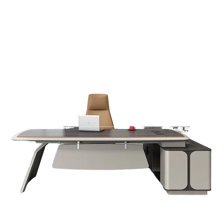 Ekintop Modern MDF Melamine Wooden Office Furniture Manager Executive L Shaped Desk With Extendable Feature
