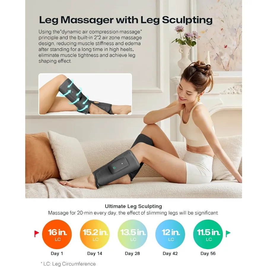 Massaggiatore per polpacci intelligente senza fili con adattamento al massaggio alimentato AIP e tecnologia di compressione dell'aria per una migliore circolazione sanguigna De