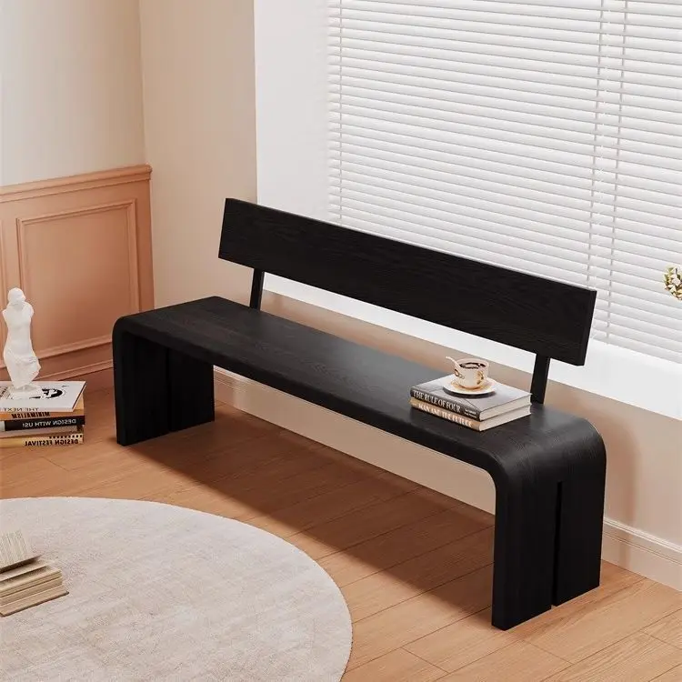 Medieval solid wood bench with backrest designer explosion rest bedside stool household simple dining stool shoe change stool