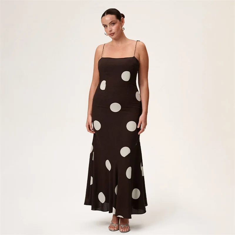 

Spaghetti Strap French Wave Point Women Prom Dress Boat Neck Backless Party Gown Brown Sheath Slim Evening Skirt Newest In Stock
