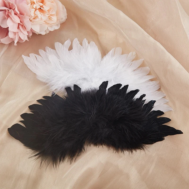 جناح ملاك صغير من الريش للأطفال ، مشغولات يدوية بيضاء وسوداء ، دعامة حيوانات أليفة لحديثي الولادة ، ديكور دمية ، هدية حفلة عيد ميلاد ، عيد الفصح وعيد الحب #5