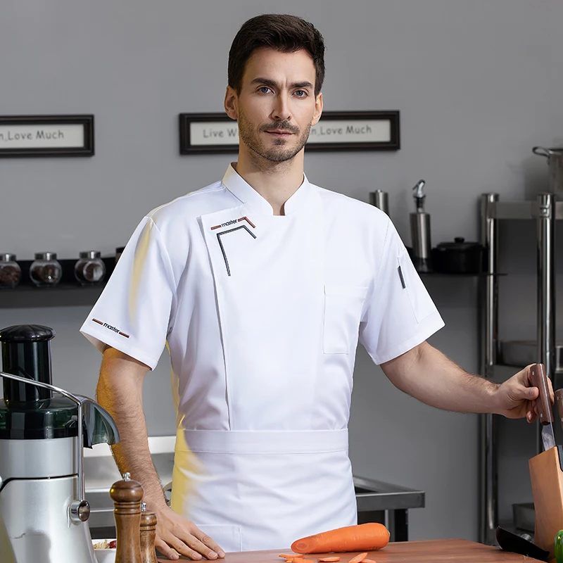 Uniforme de cuisinier, combinaison blanche, T-shirt de chef d'hôtel, veste de travail de boulanger, vêtements de restaurant, 73 chemises