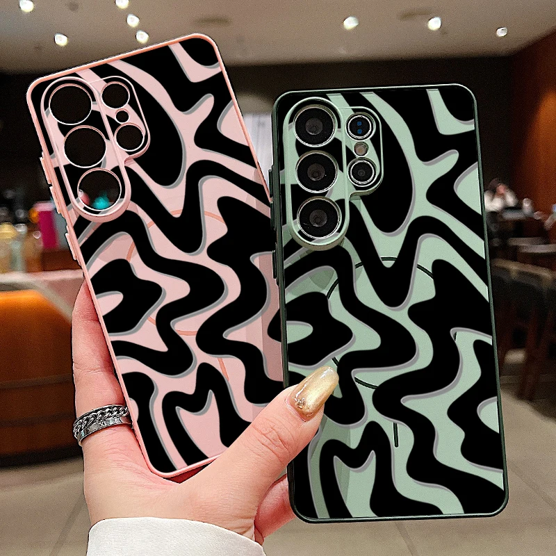 Striped Pattern Magnetic Phone Case For Samsung Galaxy S25 S26 Ultra Edge S24 S23 FE A17 A56 A37 A16 A55 A15 A36 A55 A54 Cover