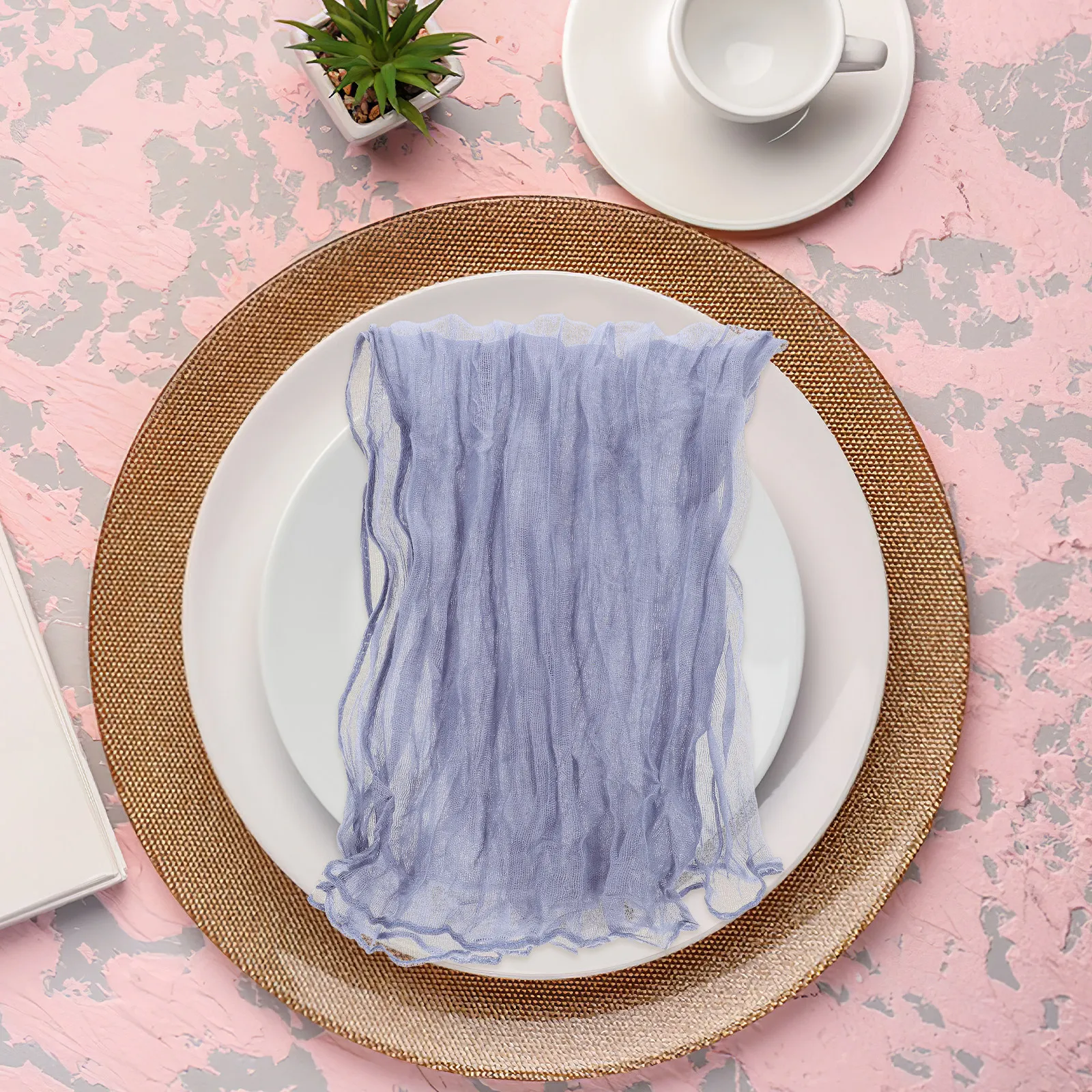 

6 Pcs Bohemian Style Wrinkled Napkins Grey Wedding Reusable Table Cloth Dinner Banquet Home Textile