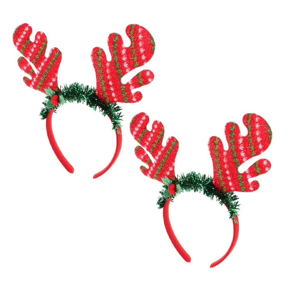 

2pcs Christmas Headband Reindeer Antlers Hair Accessories Holiday Party Xmas Hairband Women Festive Headwear Adjustable