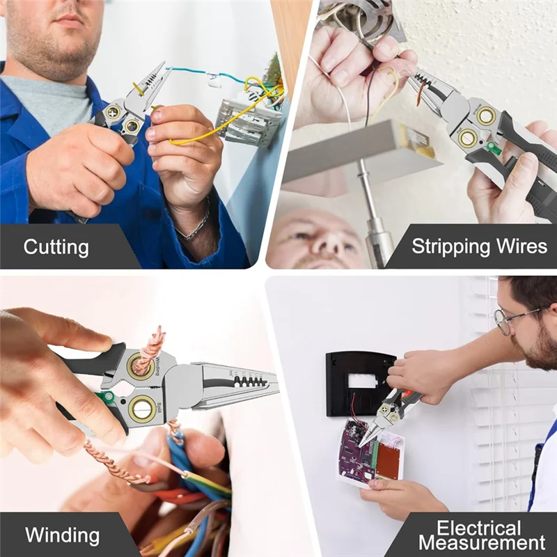 

ABGE-8 In 1 Wire Stripper Twister For Cutting And Pulling Wires, Cable Scissors,Voltage Tester