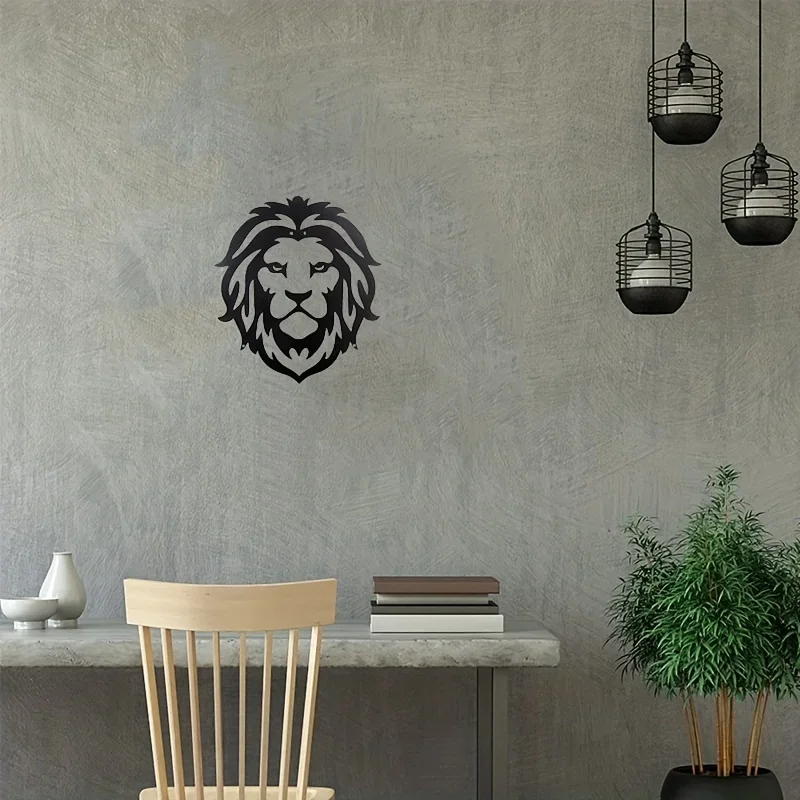 

Lion Black Metal Art Wall Hanging Decoration Sculpture Home Decor Metal Sign Outdoor Holiday Gift Restaurant Decor Background