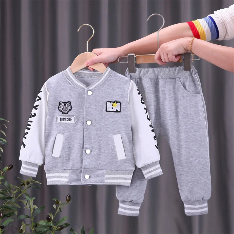 Baseball Uniform Coats+Pants 2-Piece Clothing Set Children Boys Girls Long Sleeve Tracksuit Outfit Kids Clothes Suit 1-4 Years