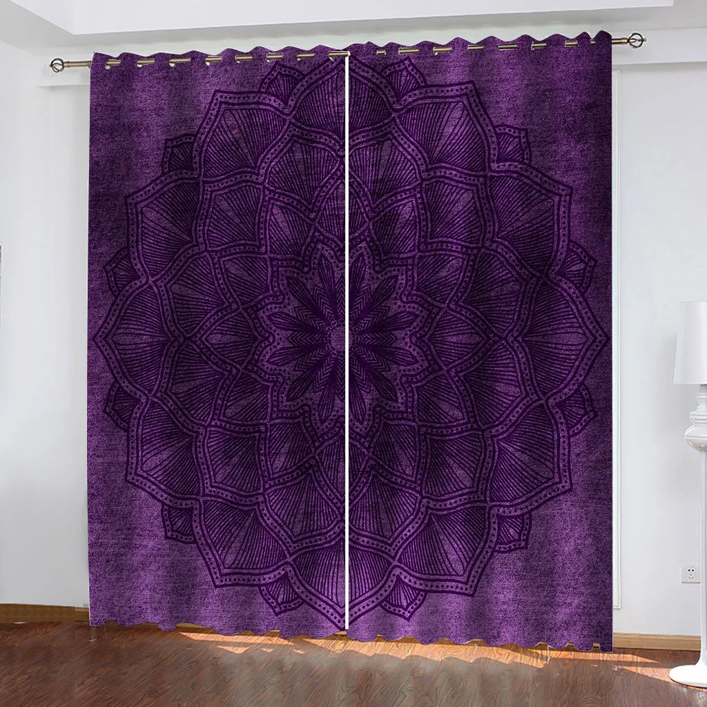 Free Delivery Shipping 3D Purple Flower Bedroom Curtains Window Kids Room, Living Room Curtains, Blackout Children\'S Curtains