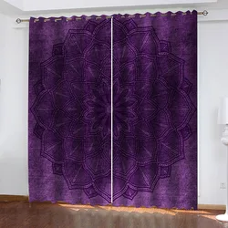 Free Delivery Shipping 3D Purple Flower Bedroom Curtains Window Kids Room, Living Room Curtains, Blackout Children'S Curtains