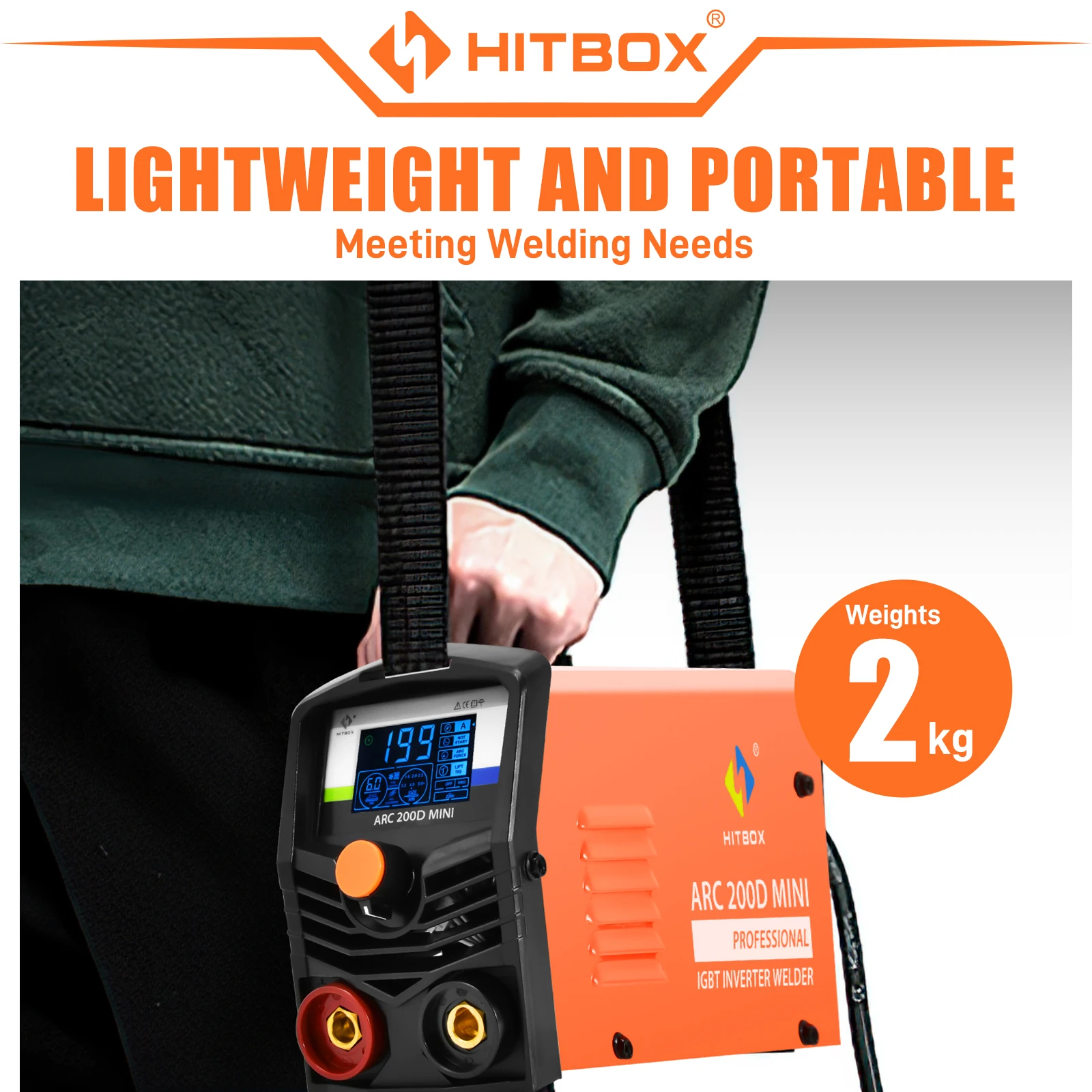 HITBOX Cutter saldatrice US Plug 2 in 1 ARC MMA TIG-lift saldatore ARC200D MINI IGBT Inverter LED Display digitale Protable