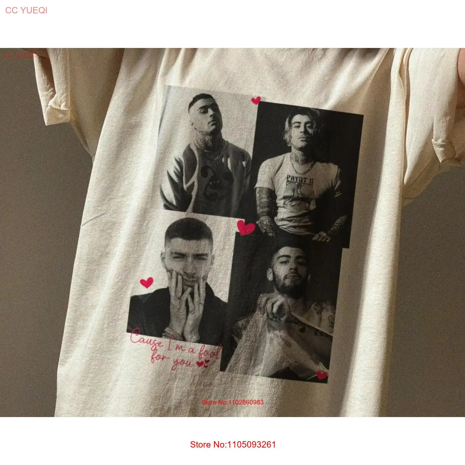 

Рубашка Zayn Cause I'm a Fool for you Т винтажная стираная графика Слегка мода Стильная эластичная уличная одежда Удобная