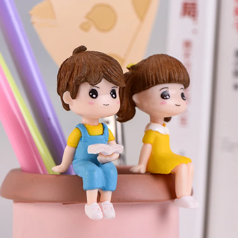 3Pcs Miniature Resin Micro Landscape DIY garden Ornaments Reading Stool Couple Ornaments Micro Landscape Decoration