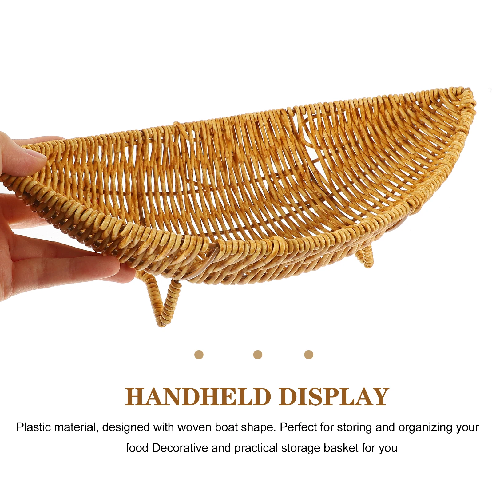 

1pc Imitation Rattan Fruit Basket Storage Holder Kitchen Countertop Decoration Woven Container Vegetable Egg Tray Household