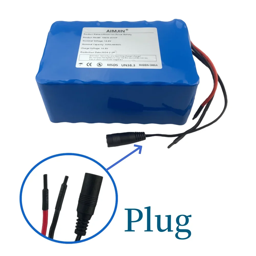 4S10P 14.8V 30Ah 444Wh 18650 Lithium Battery Pack with BMS for Inverter Smart Robot High-power Equipment Etc