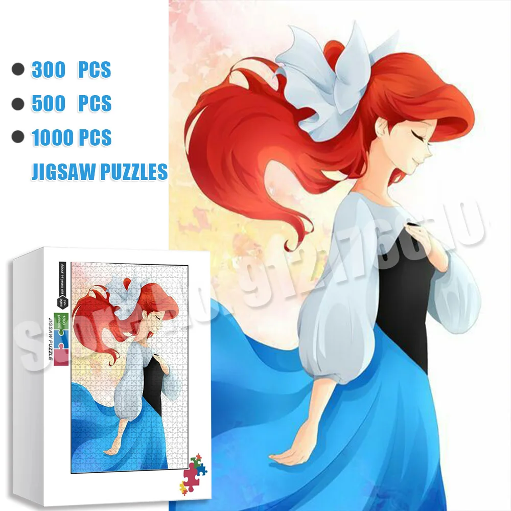 

108/200/300/500/1000 Piece Disney Princess Little Mermaid Jigsaw Puzzles Cartoon Kids Enlighten Learning Educational Toys