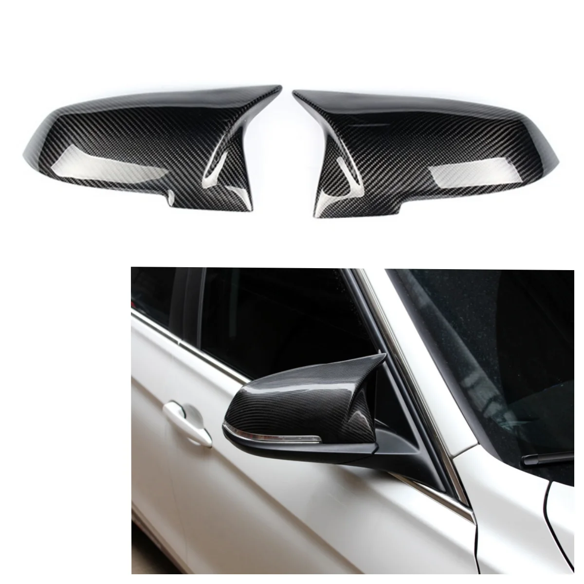 Carbon Fiber M Style Mirror Cover Replacement for  F20 F22 F23 F30 F32 F33 F36 F87 M2 X1 2012-2019 Side Wing Mirror Cover
