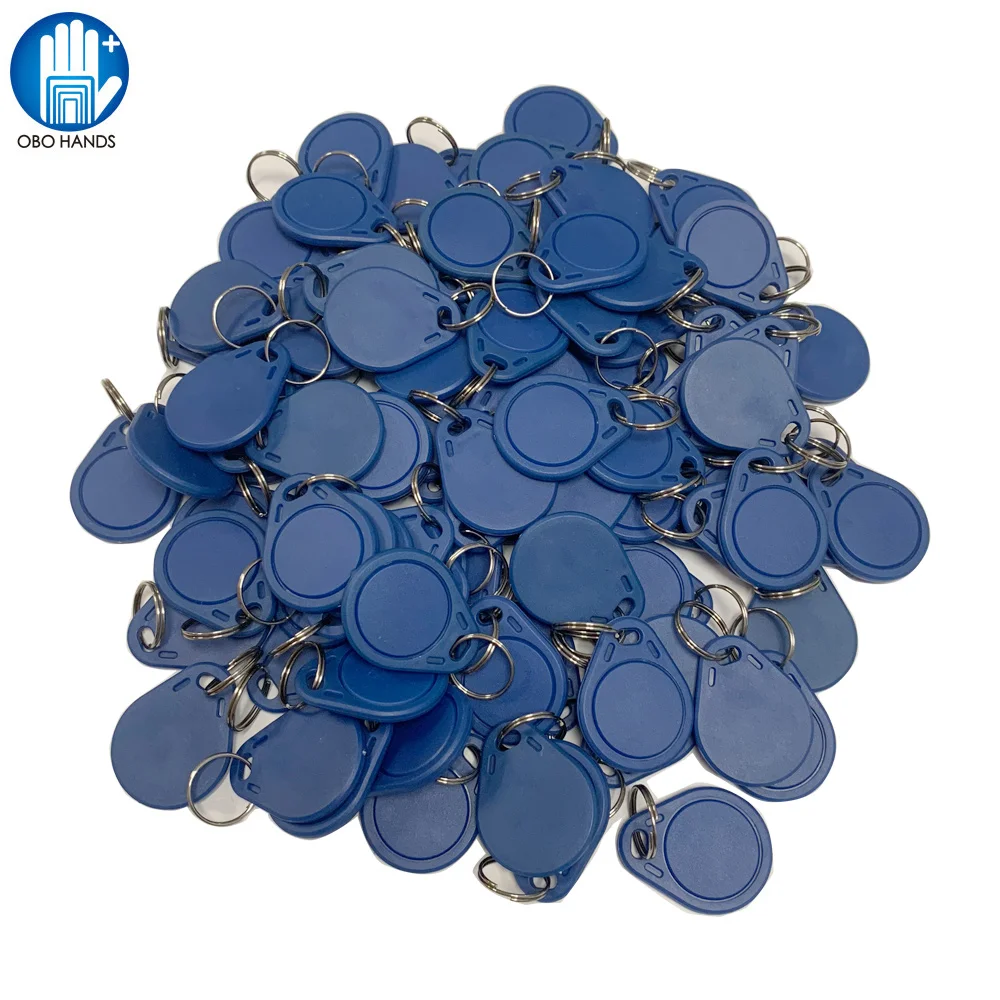 100pcs 13.56MHz RFID Tags Keychains IC RFID Keyfobs Token MF S50 1K Proximity Smart Access Control Key Card ISO14443A, Read Only