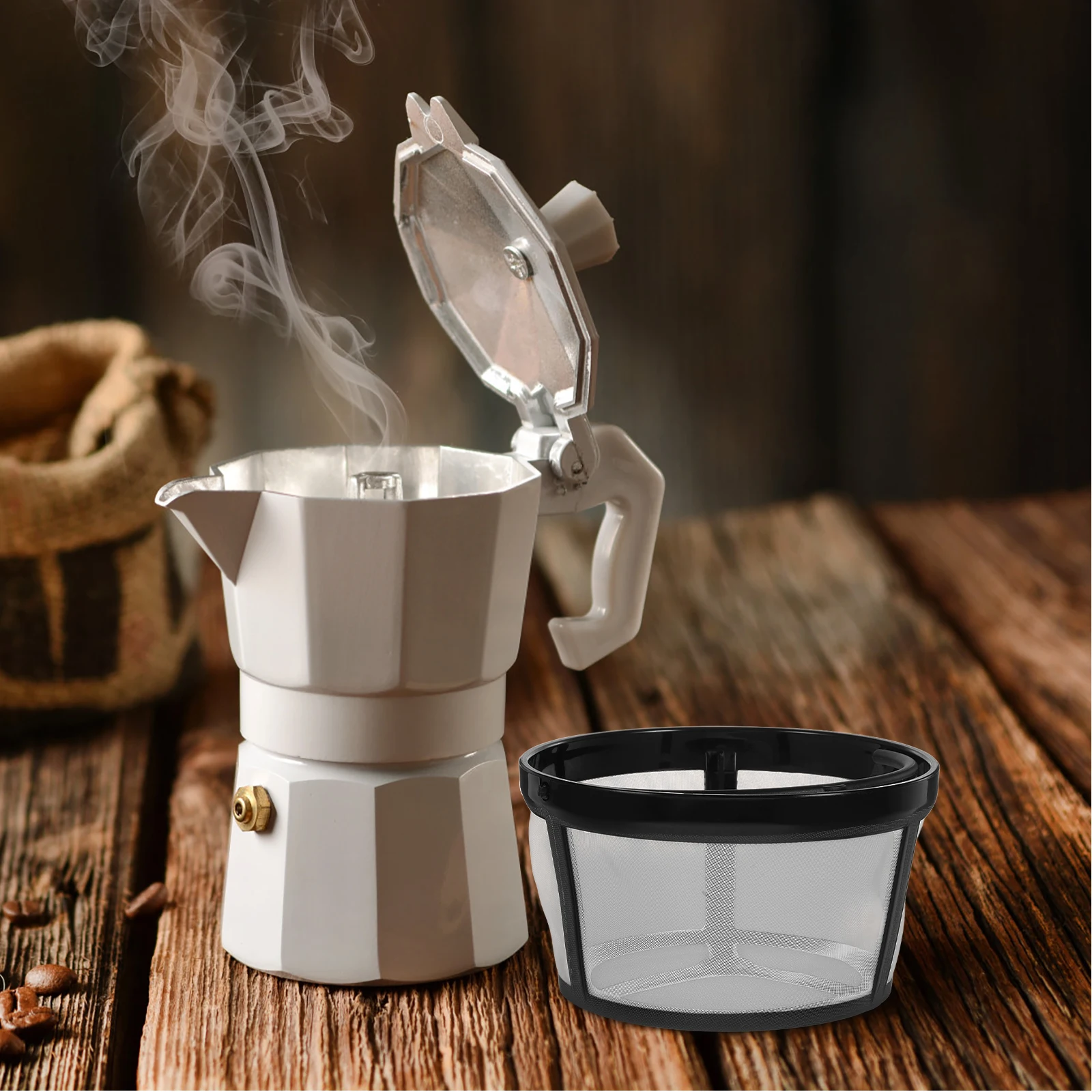 

Premium Reusable Basket Large Capacity Permanent Filter Compatible With All Coffee Machines Easy Clean Dishwasher Tone