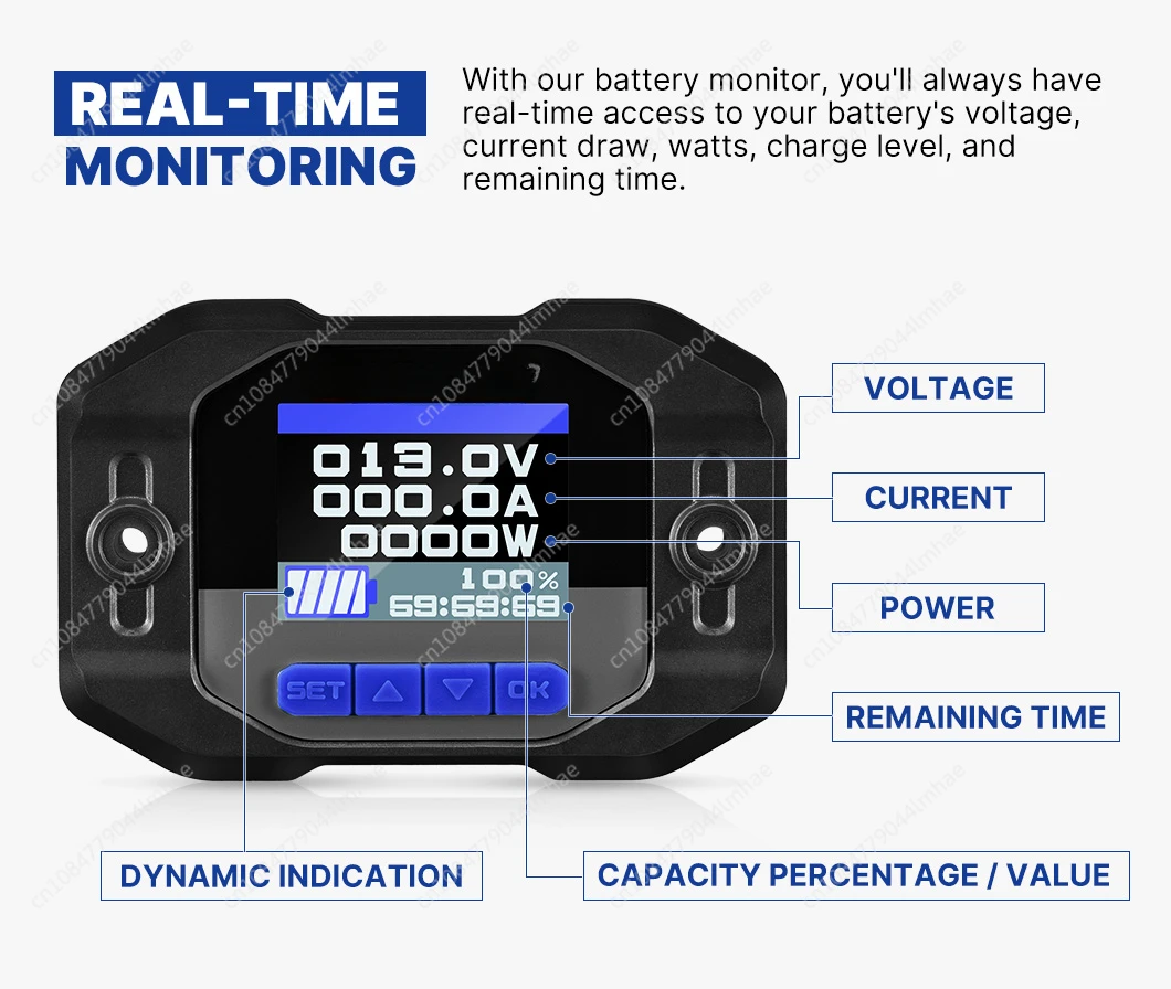 ATEM POWER 5-64V 500A Battery Monitor Meter Car Battery Capacity Tester Battery Capacity Indicator For Rv Caravan