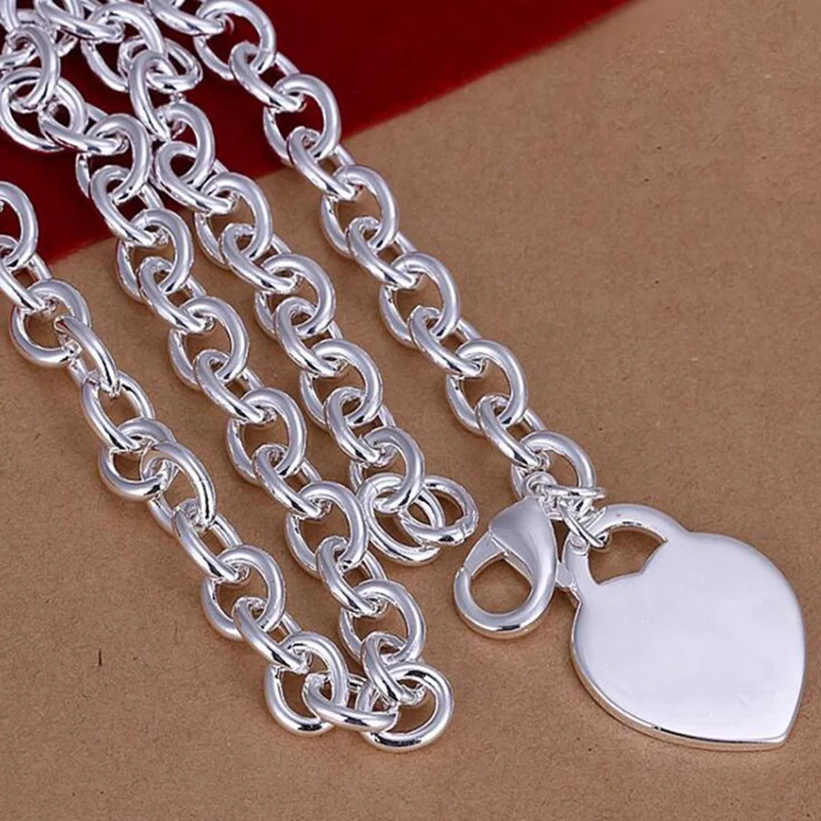 925 Sterling Silver 45cm Love Pendant Necklace For Women Anniversary Gift Popular Wild Fashion Romantic Jewelry