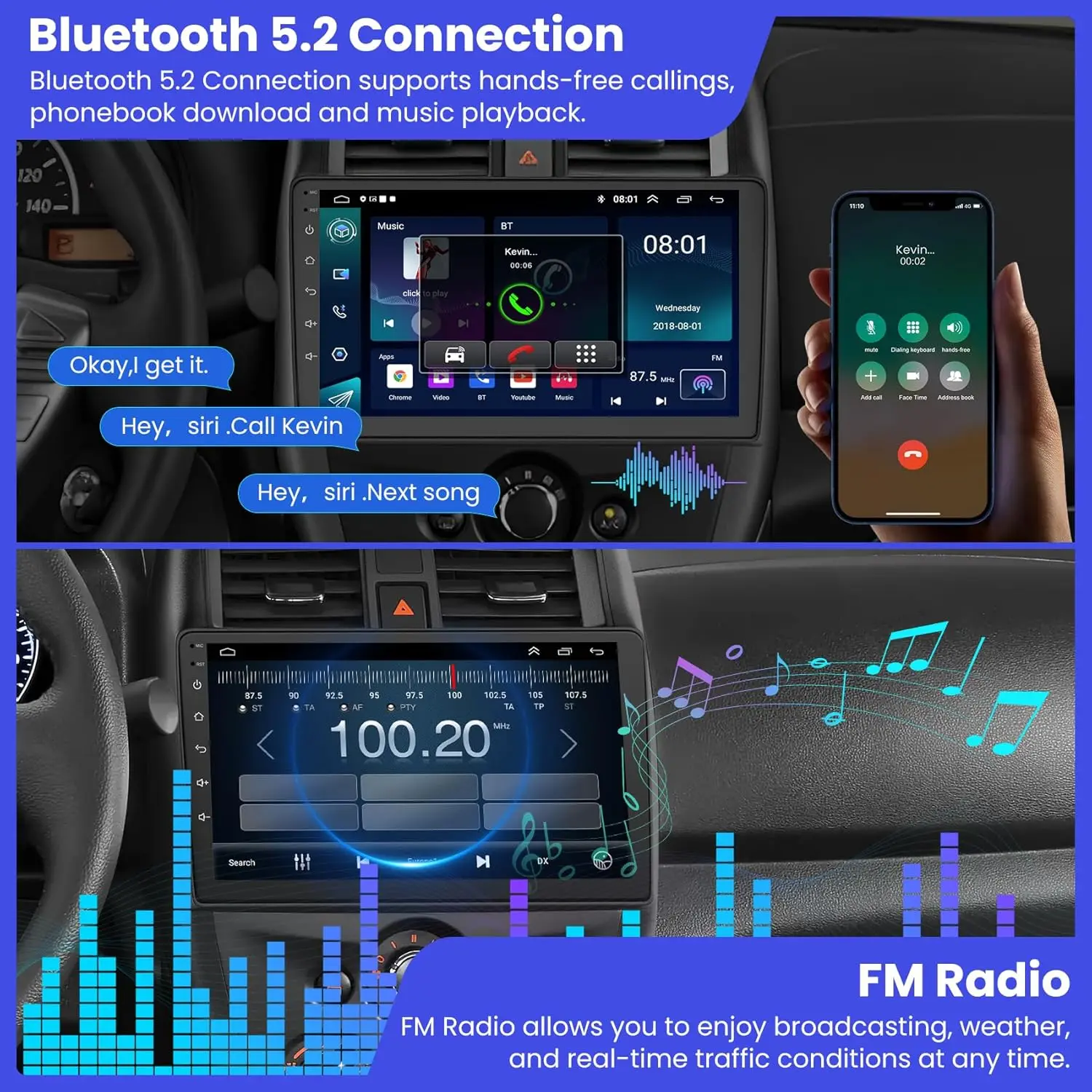 راديو ستيريو للسيارة مقاس 10 بوصات لسيارة Nissan Versa 2015-2019 (LHD) مع CarPlay اللاسلكي، Android Auto، شاشة تعمل باللمس، GPS، كاميرا احتياطية عالية الدقة، 4