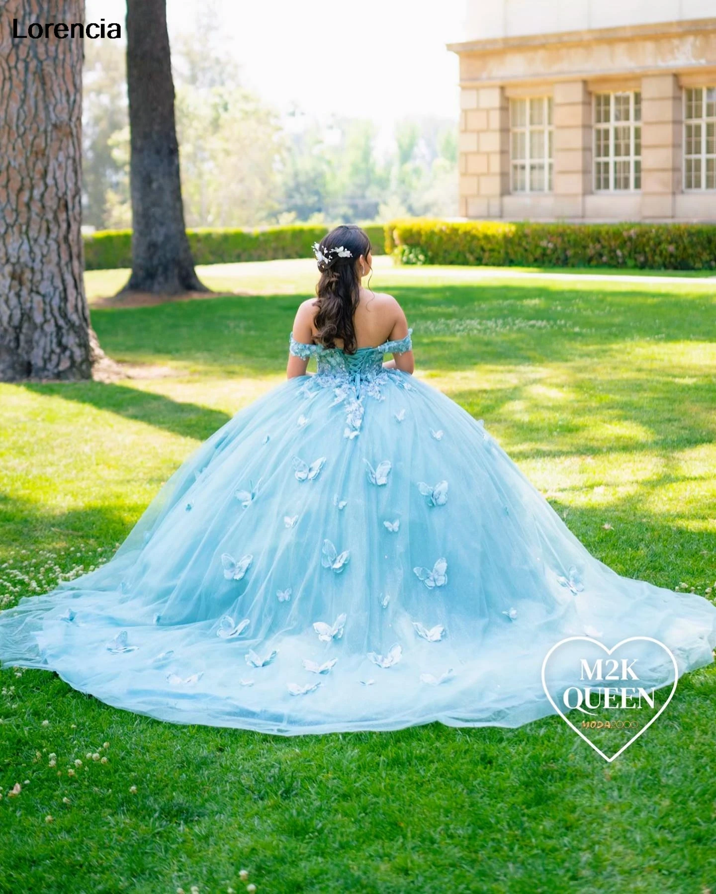 Personalizado verde quinceanera vestido de baile borboleta apliques miçangas méxico espartilho doce 16 vestidos de 15 anos yqd944