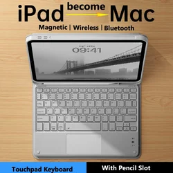 For iPad 2024 Air 11 Inch with Pen Slot for IPad Air4 5 10.2 7 8 9th Pro 10.5 Air3 10th Foldable Tablet Case Separation Keyboard