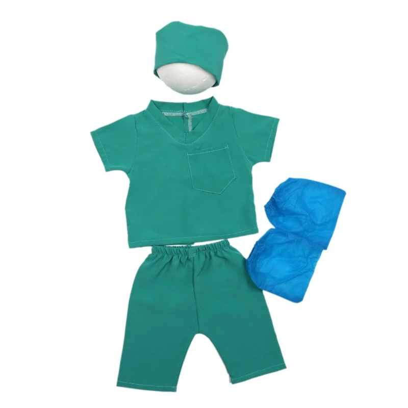 Newborn Photoshoot Props Doctor Costume Hat T-Shirt Pants Set Baby Photo Suit