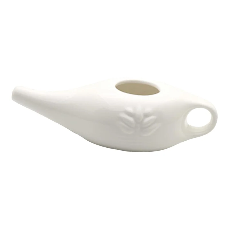 

250Ml Ceramic Neti Pot Nose Cleaning Pot Durable Leakproof Spout Pot for Nasal Rinsing Nose Washing Men and Women,White