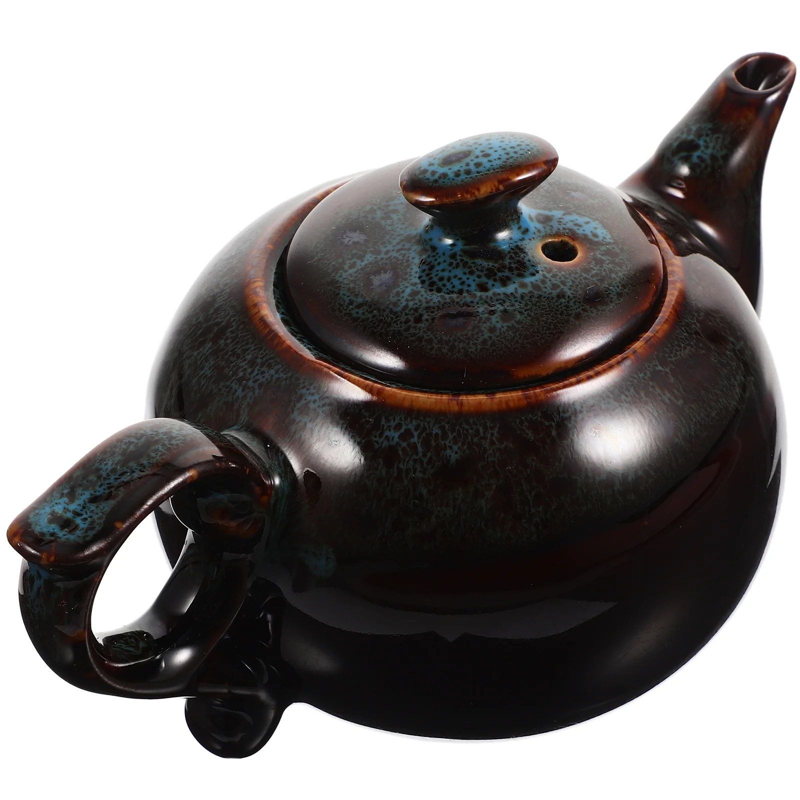 

Ceramic Side Handle Teapot Vintage Porcelain Tea Pot Easy Clean Elegant Texture Household Tea Brewing Pot