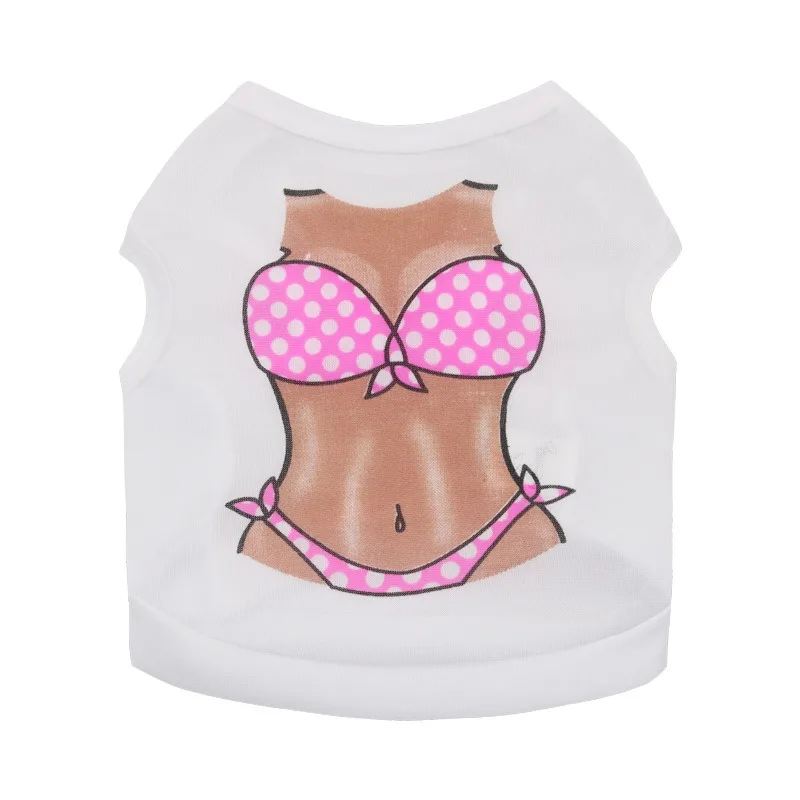 

Pet Bikini Vest All Polyester Dog Clothes Yorkshire Summer Breathable T-Shirt Cartoon Puppy Pullover Pet Supplies