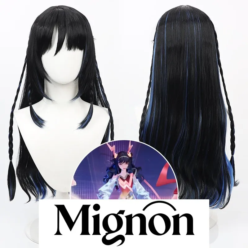 

Honor of Kings Yao "True Self Hertz" New Skin Cosplay Wig, Black Highlights, Curly, Scalp Cap