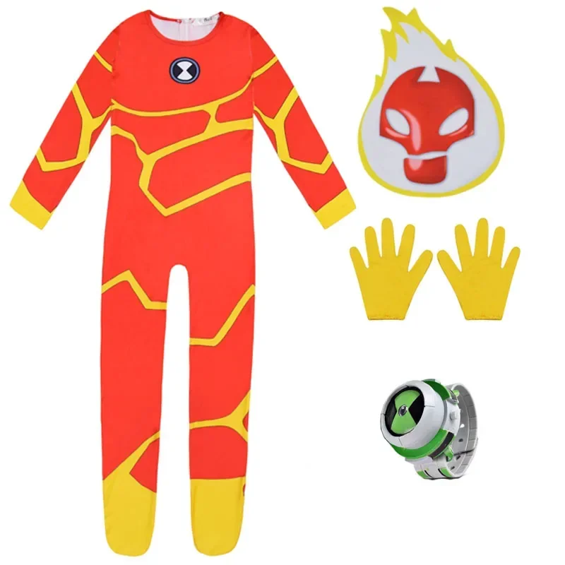 2023 Anime Cartoon Ben 10 Cosplay Halloween Costume for Kids Jumpsuits Carnival Party Ben 10 Masquerade Costumes cosplay