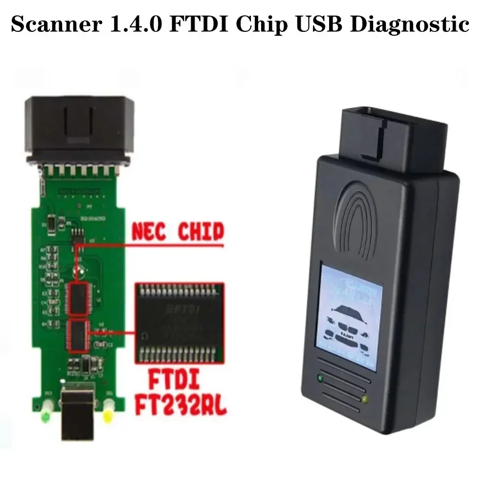 New For BMW Scanner 1.4.0 FTDI Chip OBD OBDII USB Diagnostic Interface Multi-Function Unlock Version Version 1 4 0