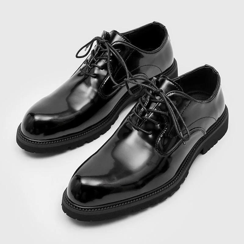

British Style Fashion Formal Business Casual Leather Shoes Men's Commuting Thick Sole Black Office Wedding Oxford Shoes Male