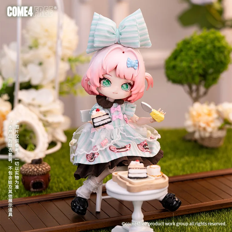 COME4FREE Serie de postres: vestido de muñeca Mint Mambo para figuras OB11 y BJD, traje refrescante con temática verde y diseño de falda