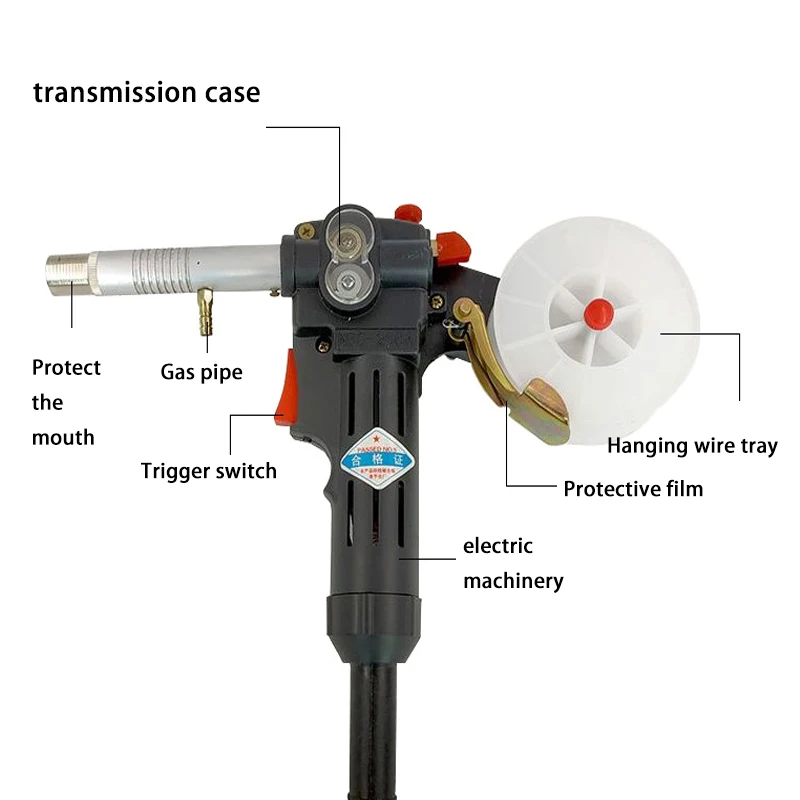 NBC-200A MIG Welding Gun Spool Gun Push Pull Feeder Welding Torch Without Cable Tool CO2 Gas Shielded Welding Gun Without Wire