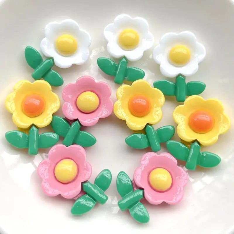 10pieces kawaii beautiful spring color sun flower resin decorative flat back DIY hairpin decorative accessories