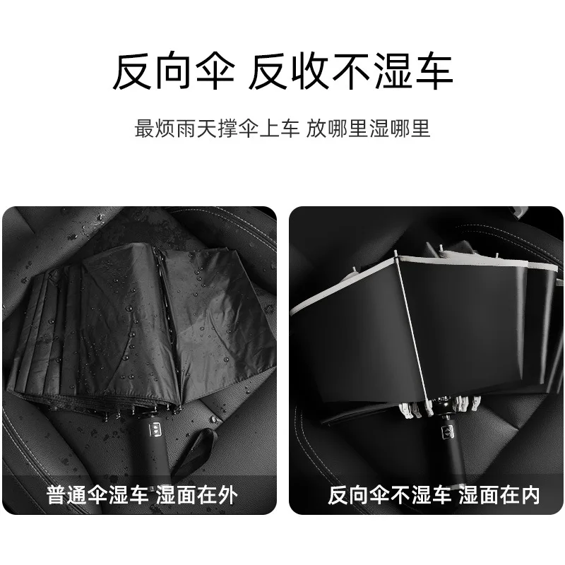 Xiaomi 10 Ribs Umbrella Fully Automatic Reflective Umbrella Reverse Folding Multifunctional Sunshade & Rain Umbrella Car Travel