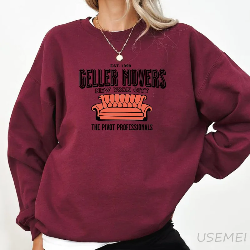 Geller Movers Est 1999 New York City Friends felpa stampata Vintage anni \'90 TV Show Pullover abbigliamento donna Unisex Streetwear